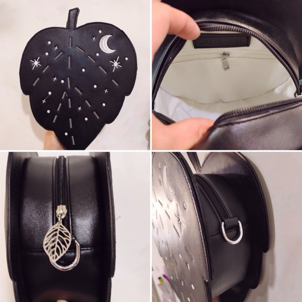 Black Leaf-Shaped Women's Bag